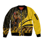 Personalised Hawthorn Hawks Football Sleeve Zip Bomber Jacket Australian City Skyline Graphic Fierce Mascot Art