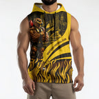Personalised Hawthorn Hawks Football Sleeveless Hoodie Australian City Skyline Graphic Fierce Mascot Art