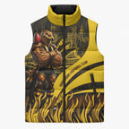 Personalised Hawthorn Hawks Football Sleeveless Puffer Jacket Australian City Skyline Graphic Fierce Mascot Art