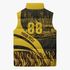Personalised Hawthorn Hawks Football Sleeveless Puffer Jacket Australian City Skyline Graphic Fierce Mascot Art