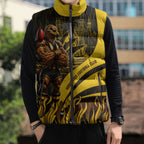 Personalised Hawthorn Hawks Football Sleeveless Puffer Jacket Australian City Skyline Graphic Fierce Mascot Art