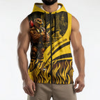 Personalised Hawthorn Hawks Football Sleeveless Zip Hoodie Australian City Skyline Graphic Fierce Mascot Art