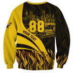 Personalised Hawthorn Hawks Football Sweatshirt Australian City Skyline Graphic Fierce Mascot Art