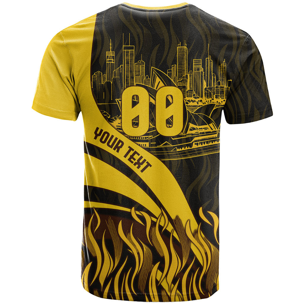 Personalised Hawthorn Hawks Football T Shirt Australian City Skyline Graphic Fierce Mascot Art