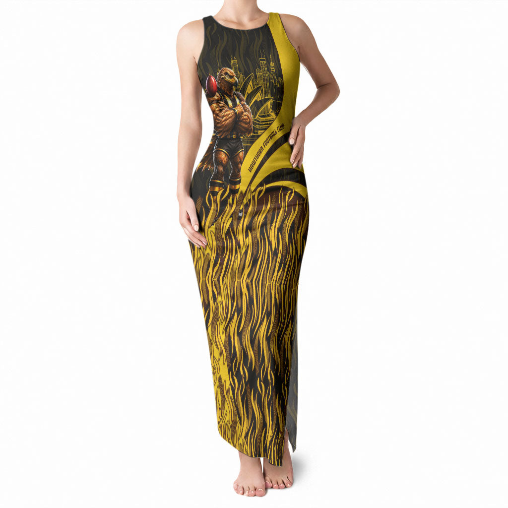 Personalised Hawthorn Hawks Football Tank Maxi Dress Australian City Skyline Graphic Fierce Mascot Art