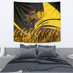 Personalised Hawthorn Hawks Football Tapestry Australian City Skyline Graphic Fierce Mascot Art