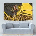 Personalised Hawthorn Hawks Football Tapestry Australian City Skyline Graphic Fierce Mascot Art