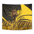 Personalised Hawthorn Hawks Football Tapestry Australian City Skyline Graphic Fierce Mascot Art