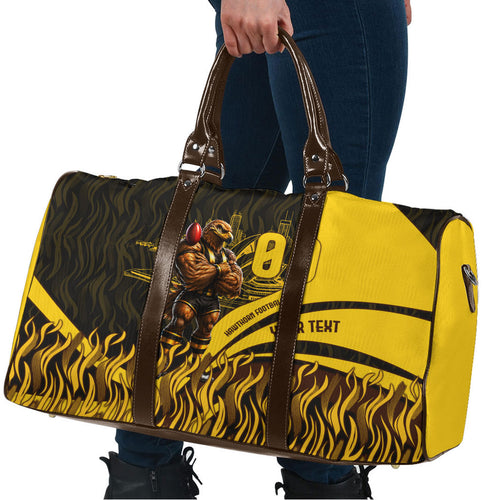 Personalised Hawthorn Hawks Football Travel Bag Australian City Skyline Graphic Fierce Mascot Art