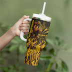 Personalised Hawthorn Hawks Football Tumbler With Handle Australian City Skyline Graphic Fierce Mascot Art