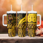 Personalised Hawthorn Hawks Football Tumbler With Handle Australian City Skyline Graphic Fierce Mascot Art