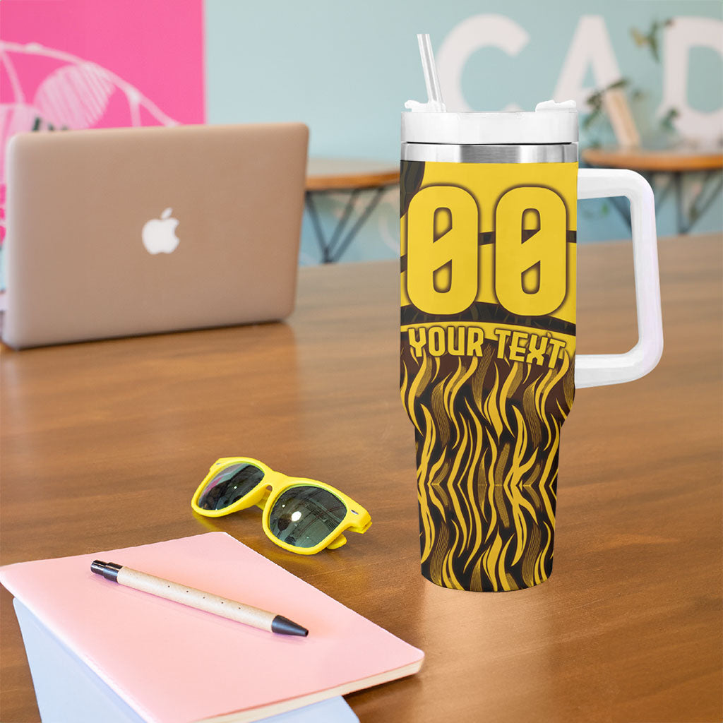 Personalised Hawthorn Hawks Football Tumbler With Handle Australian City Skyline Graphic Fierce Mascot Art