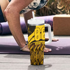 Personalised Hawthorn Hawks Football Tumbler With Handle Australian City Skyline Graphic Fierce Mascot Art