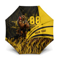 Personalised Hawthorn Hawks Football Umbrella Australian City Skyline Graphic Fierce Mascot Art