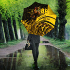 Personalised Hawthorn Hawks Football Umbrella Australian City Skyline Graphic Fierce Mascot Art