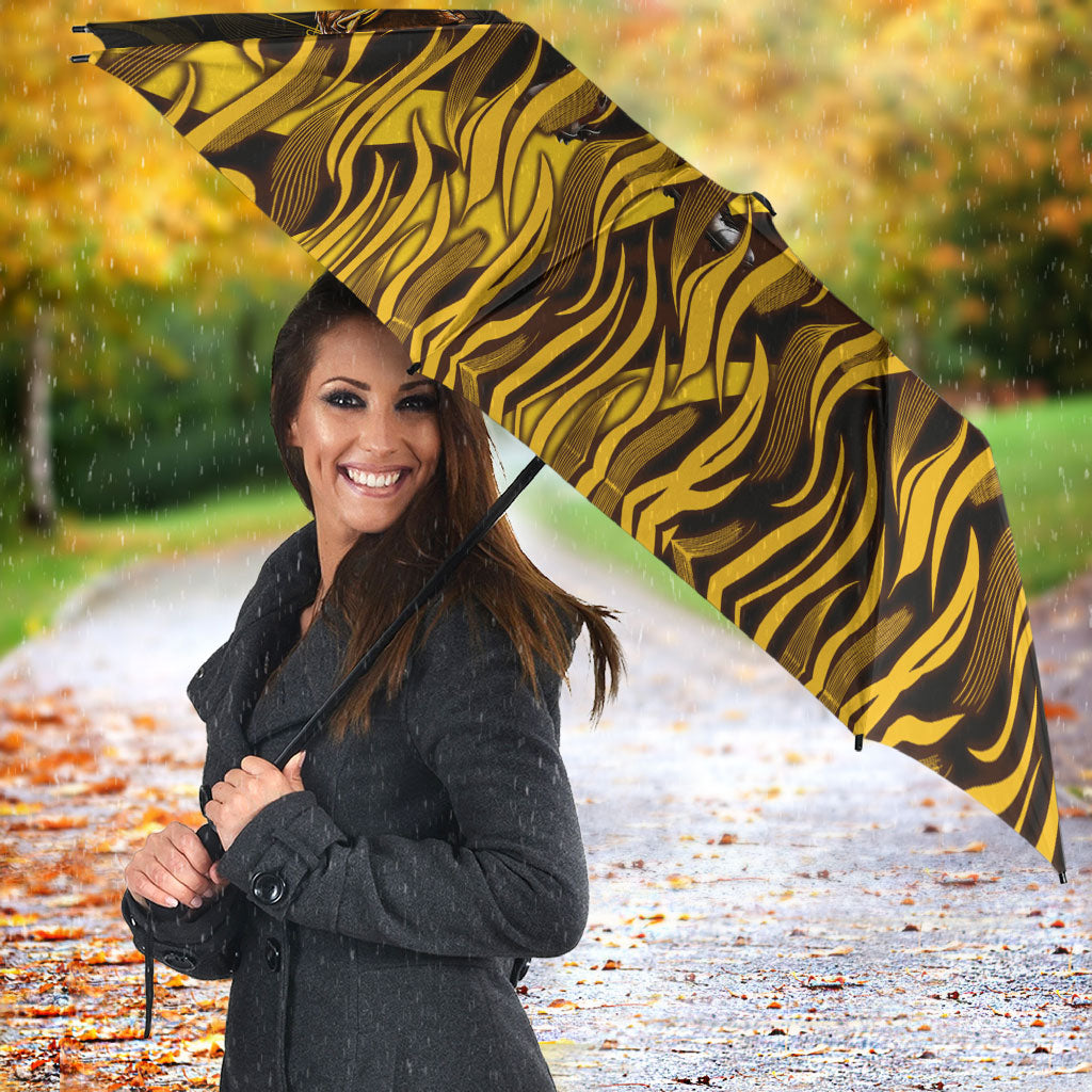 Personalised Hawthorn Hawks Football Umbrella Australian City Skyline Graphic Fierce Mascot Art