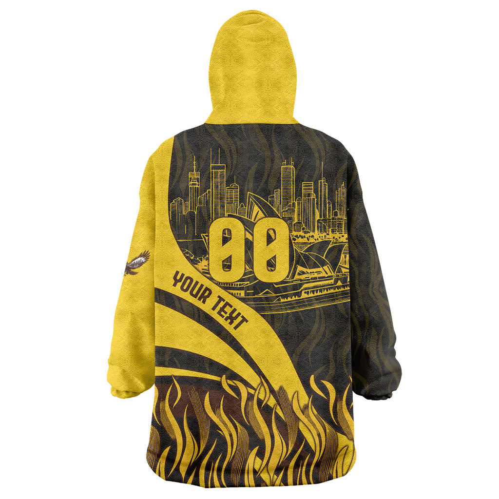 Personalised Hawthorn Hawks Football Wearable Blanket Hoodie Australian City Skyline Graphic Fierce Mascot Art