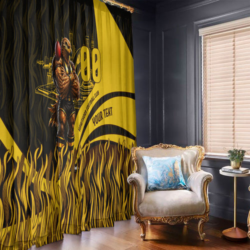 Personalised Hawthorn Hawks Football Window Curtain Australian City Skyline Graphic Fierce Mascot Art