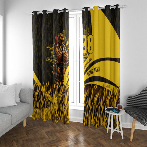 Personalised Hawthorn Hawks Football Window Curtain Australian City Skyline Graphic Fierce Mascot Art