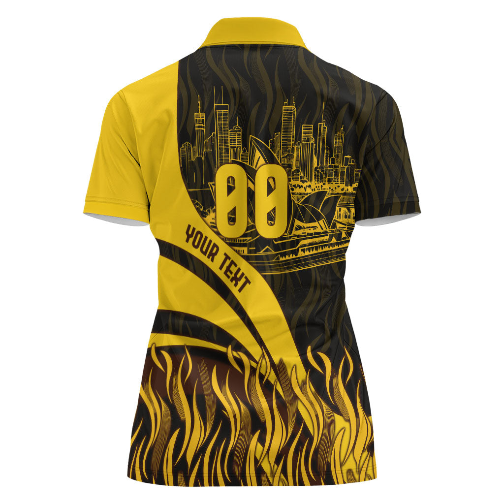 Personalised Hawthorn Hawks Football Women Polo Shirt Australian City Skyline Graphic Fierce Mascot Art