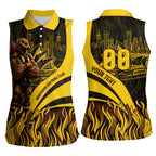 Personalised Hawthorn Hawks Football Women Sleeveless Polo Shirt Australian City Skyline Graphic Fierce Mascot Art