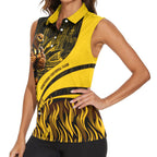 Personalised Hawthorn Hawks Football Women Sleeveless Polo Shirt Australian City Skyline Graphic Fierce Mascot Art