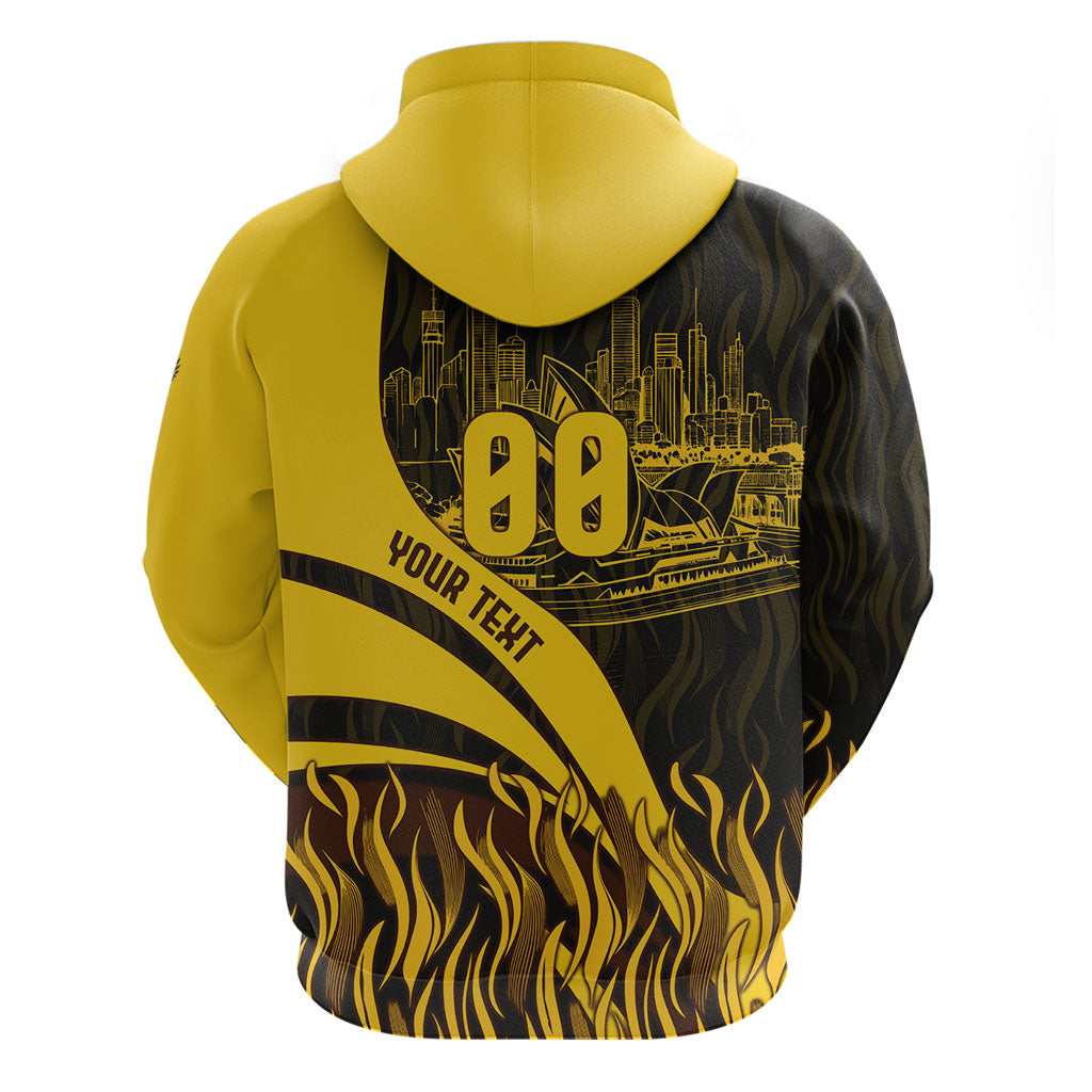 Personalised Hawthorn Hawks Football Zip Hoodie Australian City Skyline Graphic Fierce Mascot Art