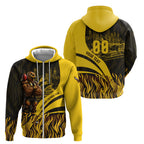 Personalised Hawthorn Hawks Football Zip Hoodie Australian City Skyline Graphic Fierce Mascot Art