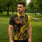 Personalised Hawthorn Hawks Football Zipper Polo Shirt Australian City Skyline Graphic Fierce Mascot Art