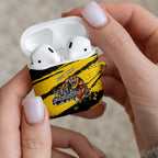 Personalised Richmond Tigers Football AirPods Case Melbourne City Skyline Graphic Fierce Mascot Art