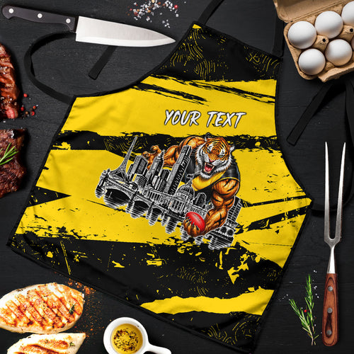 Personalised Richmond Tigers Football Apron Melbourne City Skyline Graphic Fierce Mascot Art