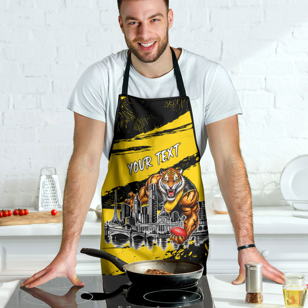Personalised Richmond Tigers Football Apron Melbourne City Skyline Graphic Fierce Mascot Art