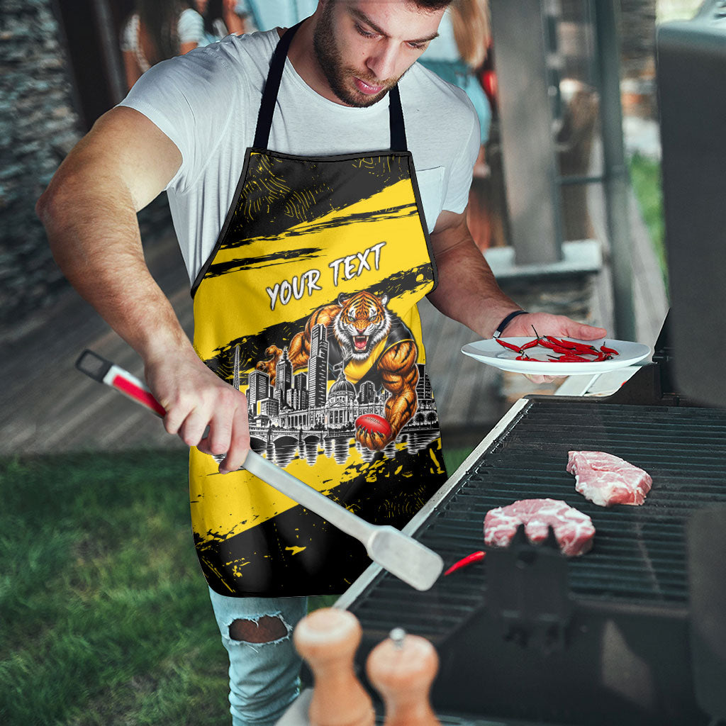 Personalised Richmond Tigers Football Apron Melbourne City Skyline Graphic Fierce Mascot Art