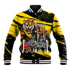 Personalised Richmond Tigers Football Baseball Jacket Melbourne City Skyline Graphic Fierce Mascot Art