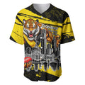 Personalised Richmond Tigers Football Baseball Jersey Melbourne City Skyline Graphic Fierce Mascot Art