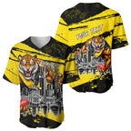 Personalised Richmond Tigers Football Baseball Jersey Melbourne City Skyline Graphic Fierce Mascot Art