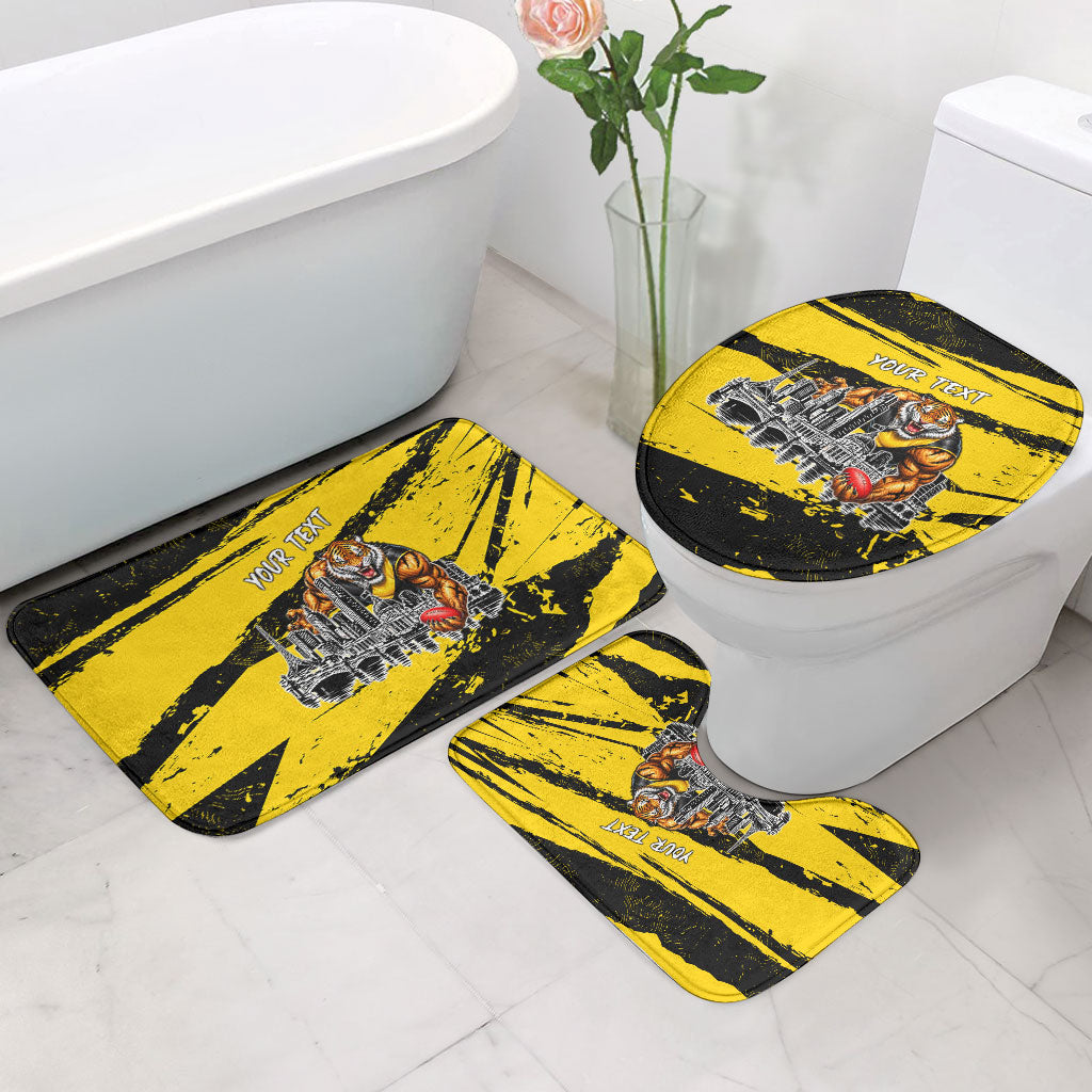 Personalised Richmond Tigers Football Bathroom Set Melbourne City Skyline Graphic Fierce Mascot Art