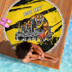 Personalised Richmond Tigers Football Beach Blanket Melbourne City Skyline Graphic Fierce Mascot Art