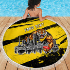 Personalised Richmond Tigers Football Beach Blanket Melbourne City Skyline Graphic Fierce Mascot Art