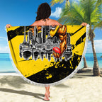 Personalised Richmond Tigers Football Beach Blanket Melbourne City Skyline Graphic Fierce Mascot Art