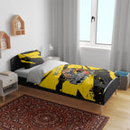 Personalised Richmond Tigers Football Bedding Set Melbourne City Skyline Graphic Fierce Mascot Art