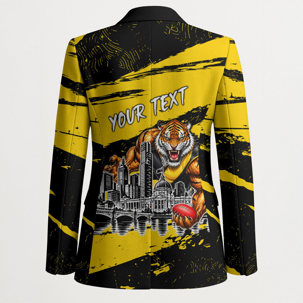 Personalised Richmond Tigers Football Blazer Melbourne City Skyline Graphic Fierce Mascot Art