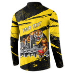 Personalised Richmond Tigers Football Button Sweatshirt Melbourne City Skyline Graphic Fierce Mascot Art