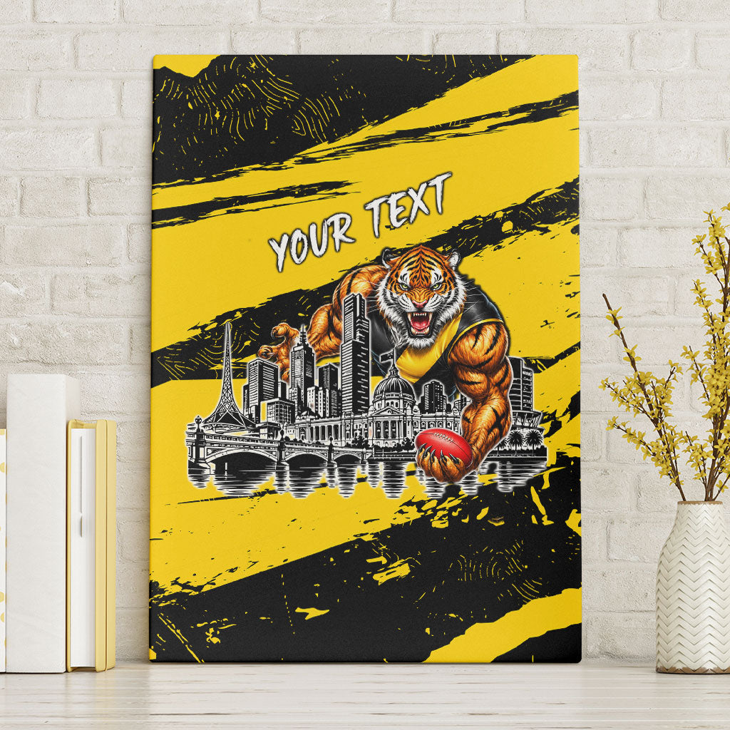 Personalised Richmond Tigers Football Canvas Wall Art Melbourne City Skyline Graphic Fierce Mascot Art