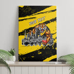 Personalised Richmond Tigers Football Canvas Wall Art Melbourne City Skyline Graphic Fierce Mascot Art