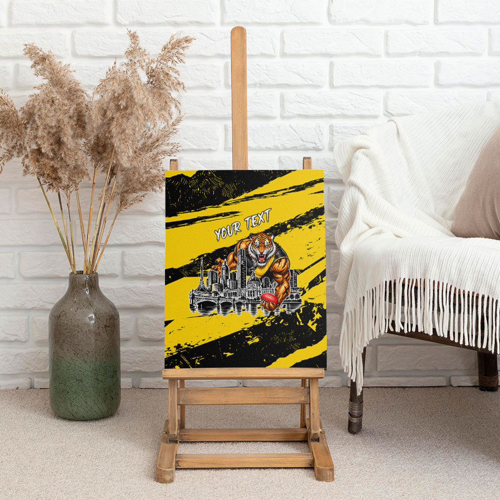 Personalised Richmond Tigers Football Canvas Wall Art Melbourne City Skyline Graphic Fierce Mascot Art