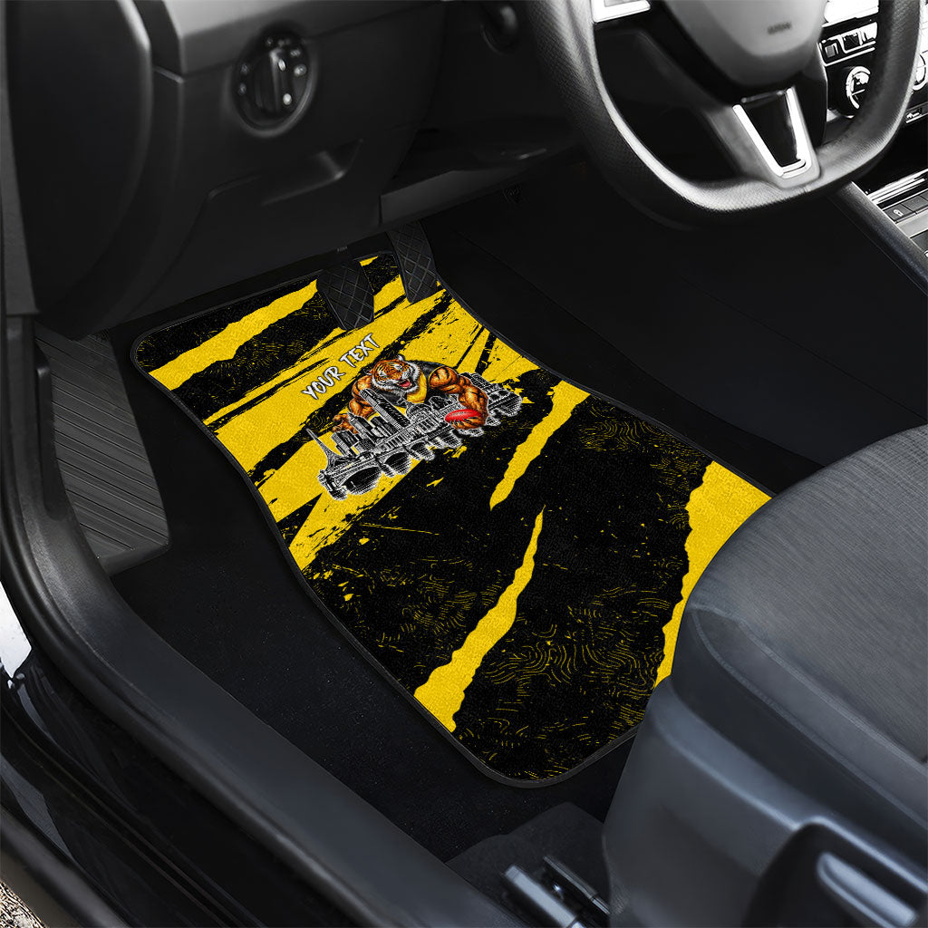 Personalised Richmond Tigers Football Car Mats Melbourne City Skyline Graphic Fierce Mascot Art