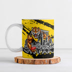 Personalised Richmond Tigers Football Ceramic Mug Melbourne City Skyline Graphic Fierce Mascot Art
