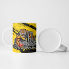 Personalised Richmond Tigers Football Ceramic Mug Melbourne City Skyline Graphic Fierce Mascot Art