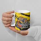 Personalised Richmond Tigers Football Ceramic Mug Melbourne City Skyline Graphic Fierce Mascot Art